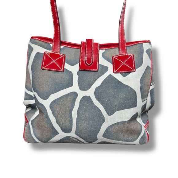 Dooney & Bourke Giraffe Print Leather Tote Purse w/ Matching Clutch & Key Case - Picture 4 of 11